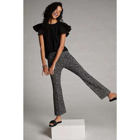 Maeve Black and Gray Patterned Flare Pants - Picture 3 of 13
